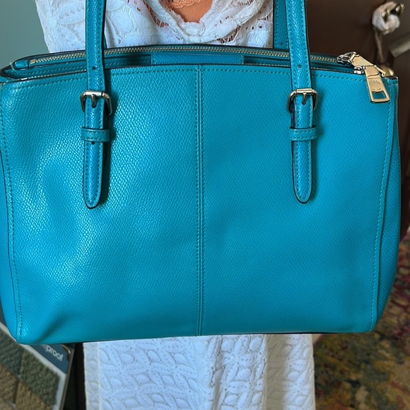 Coach EUC Aqua/ Teal plenty of pockets disc. style almost new condition - Picture 5 of 13